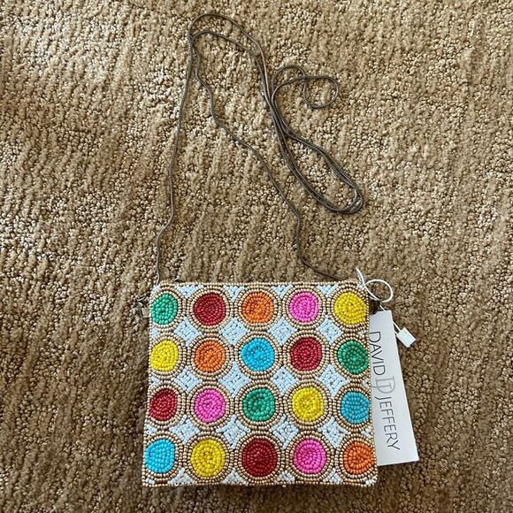 NWT DAVID JEFFERY BEADED SHOULDER BAG PURSE MULTICOLORED - Picture 2 of 6